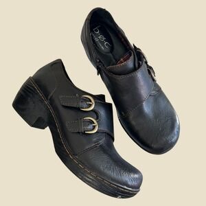 BOC Born Concepts‎ Black Leather Double Buckle Zip Ankle Booties Size 8M Cottage